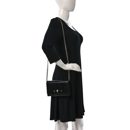 Alexander McQueen Calfskin Lizard Embossed Skull Crossbody Black 2 of 9