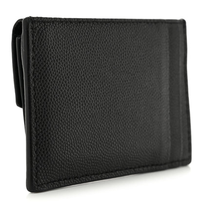 Saint Laurent Grain De Poudre Uptown Monogram Card Case Black 3 of 8