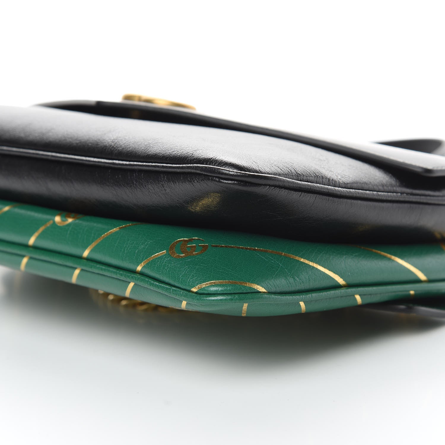 Gucci Calfskin Diagonal GG Medium Thiara Double Envelope Shoulder Bag Emerald Green Black 11 of 11