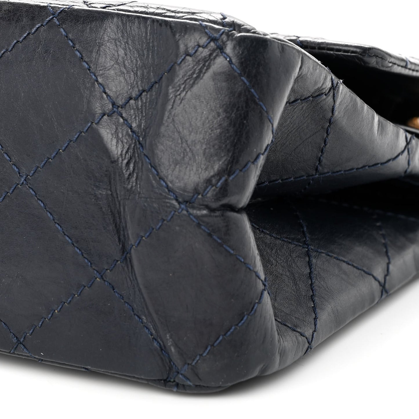 Aged Calfskin Quilted 2.55 Reissue 227 Flap Navy Blue