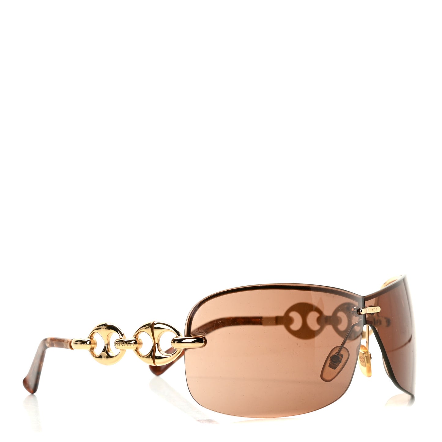Metal Semi Rimless Marina Chain Sunglasses Havana