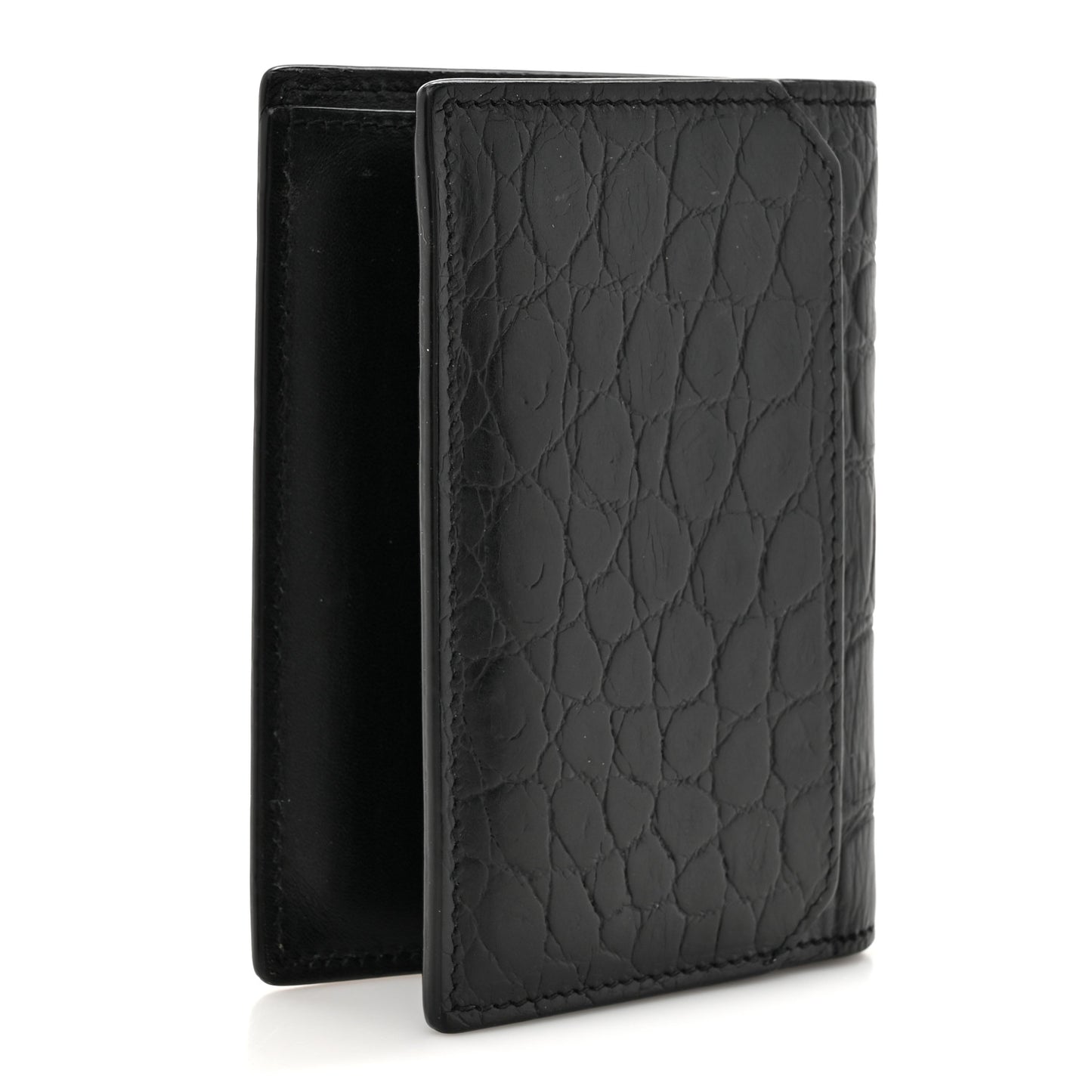 Crocodile Embossed Bi-Fold Wallet Black