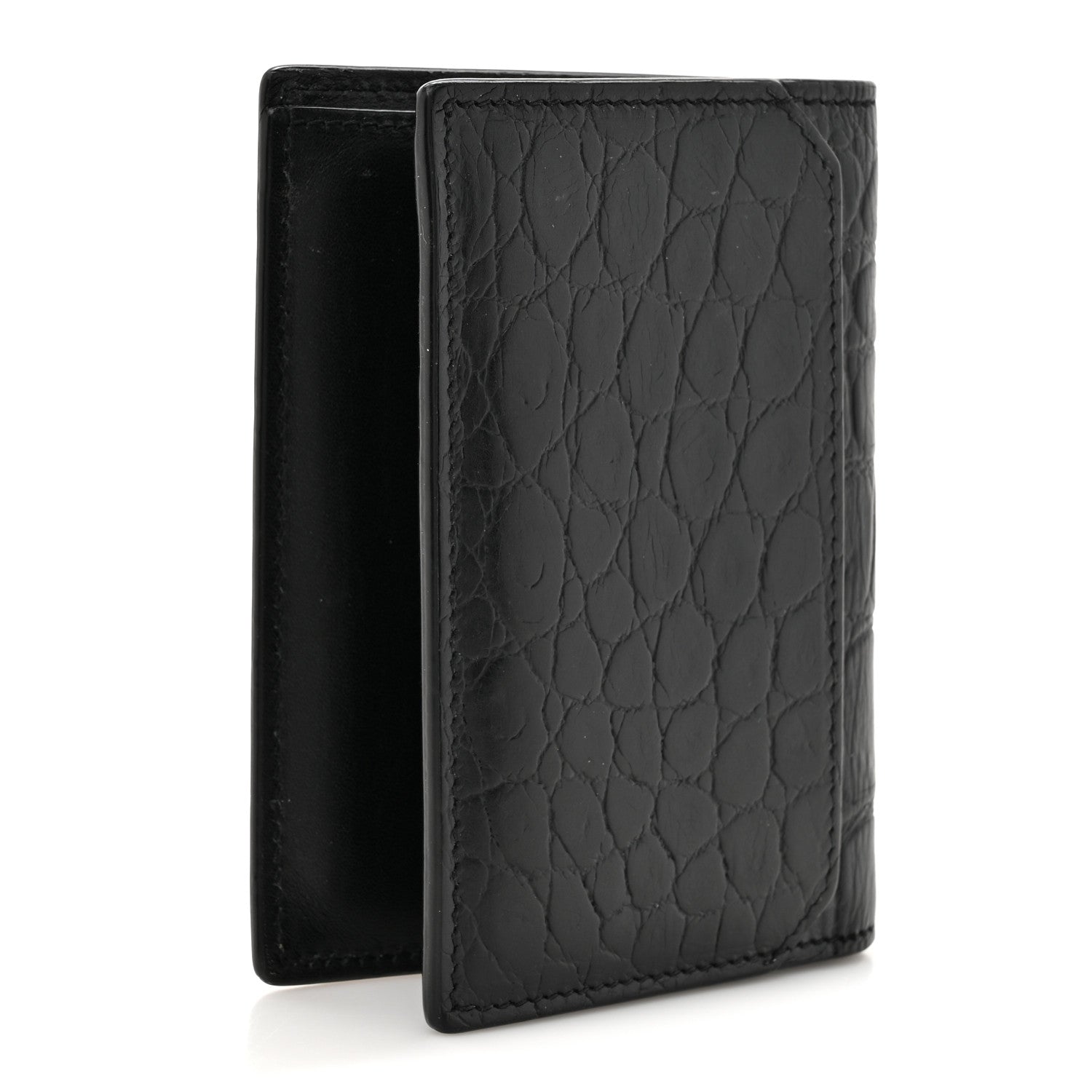 Saint Laurent Crocodile Embossed Bi-Fold Wallet Black 3 of 9