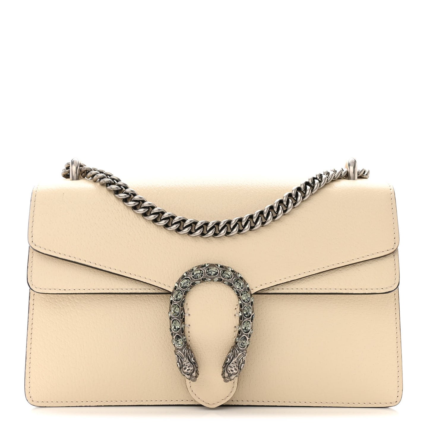 Textured Calfskin Crystal Small Dionysus Shoulder Bag Mystic White