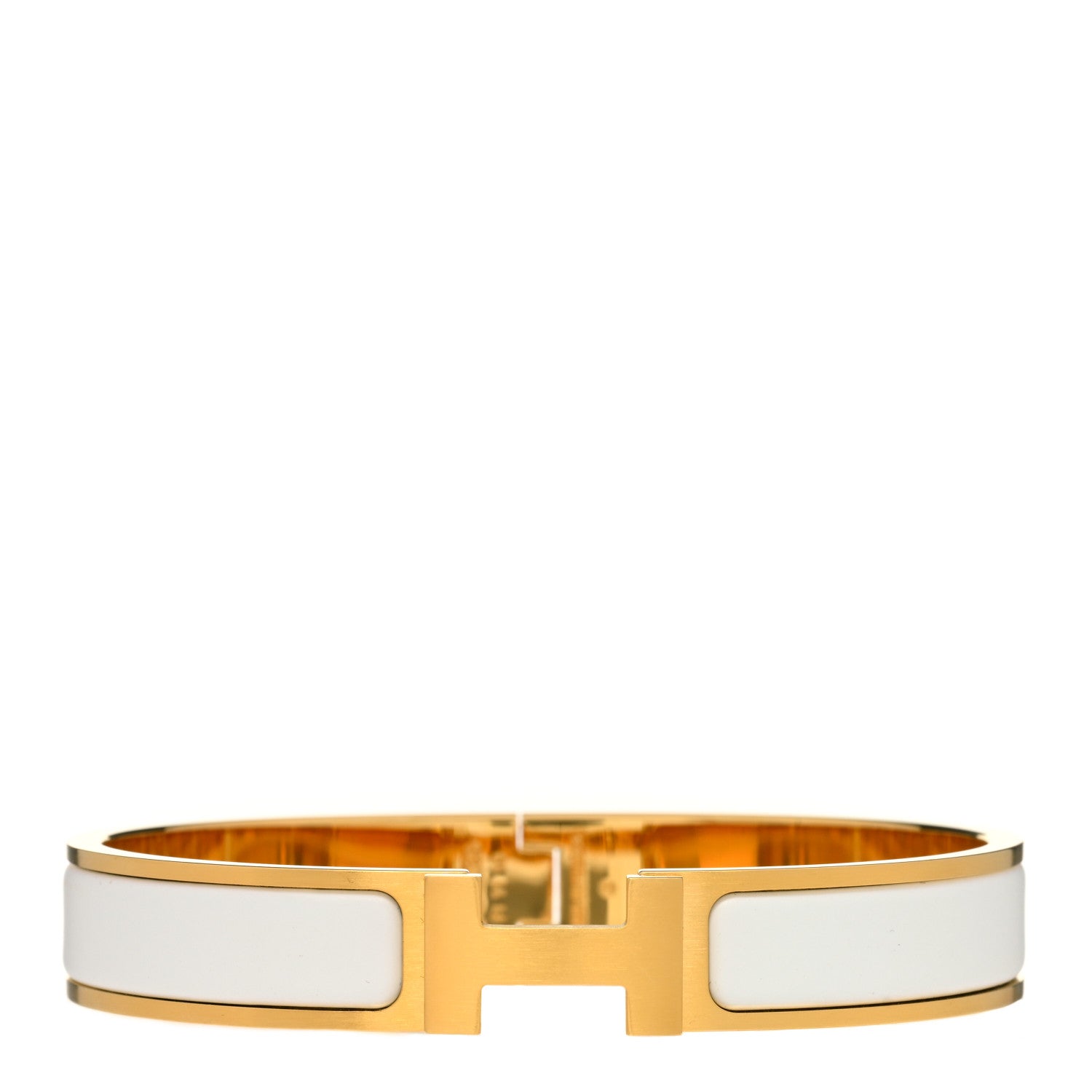 Hermes Matte Enamel Narrow Clic Clac HH Bracelet GM White 1 of 5