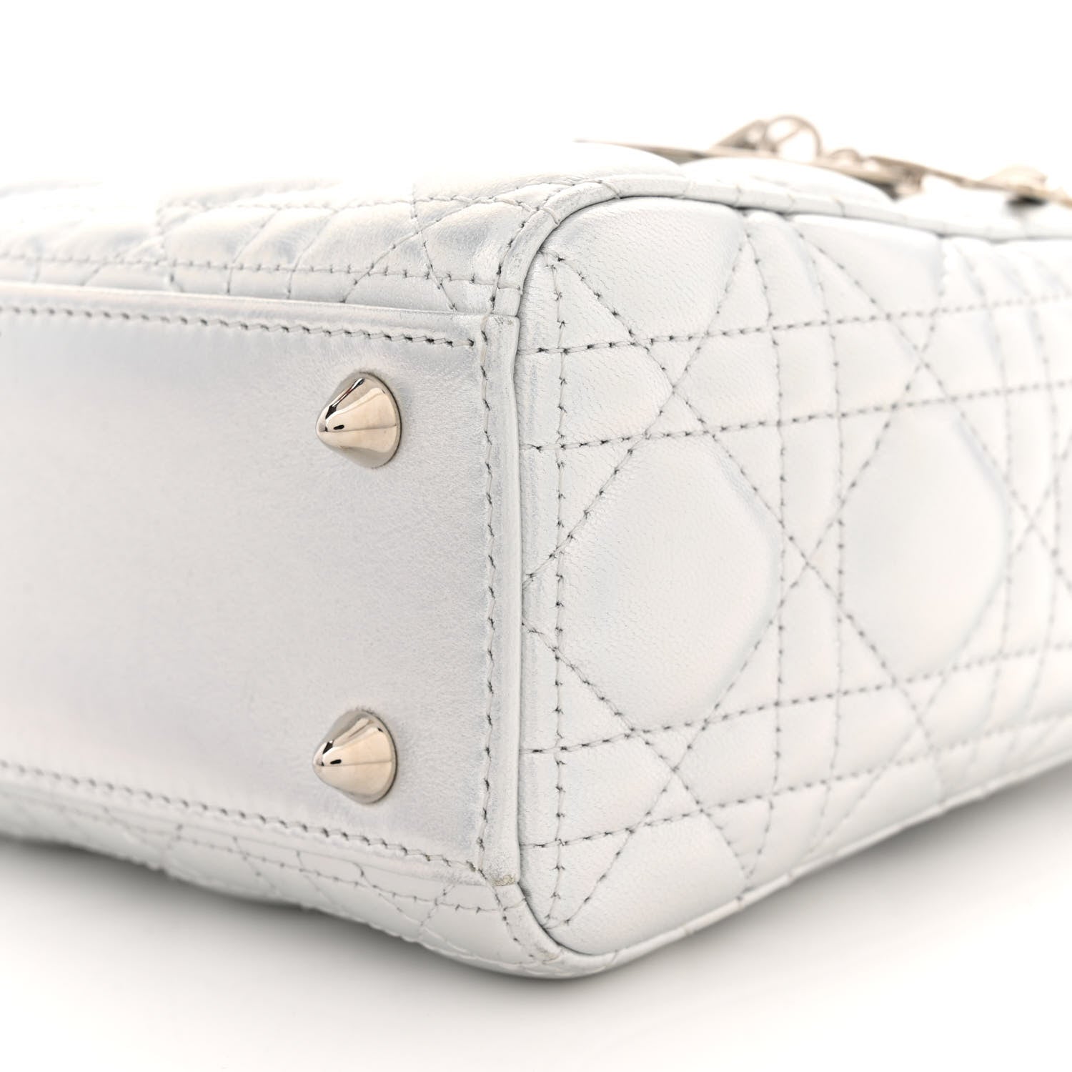 Christian Dior Metallic Lambskin Cannage Small My ABCDior Lady Dior Silver 10 of 15