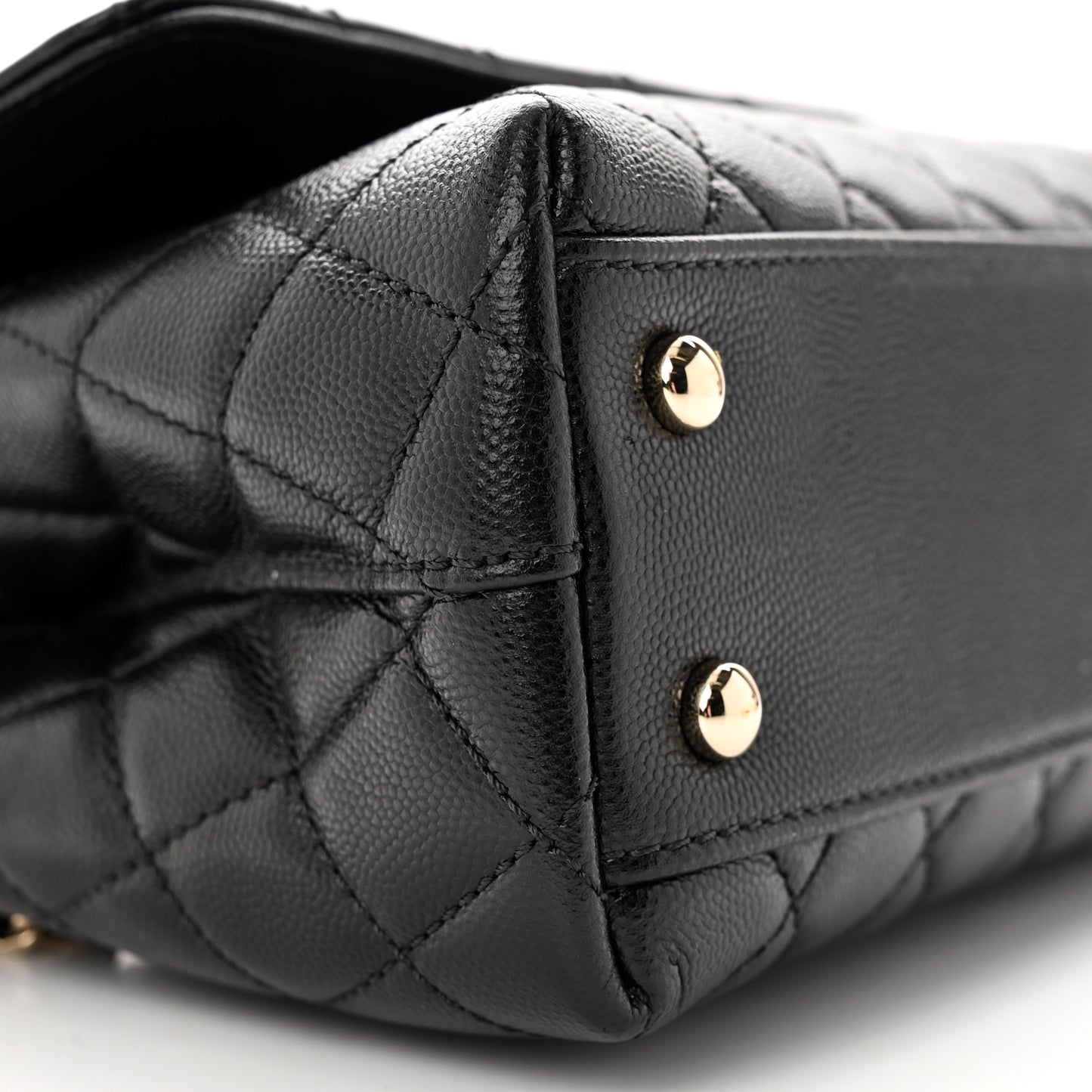 Caviar Quilted Mini Coco Handle Flap Black