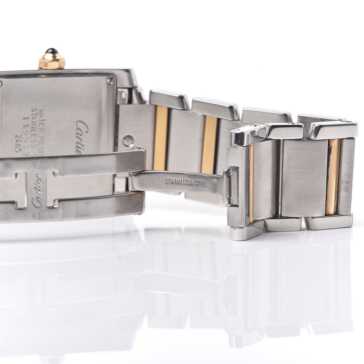 Stainless Steel 18K Yellow Gold 25mm Tank Francaise Quartz Watch
