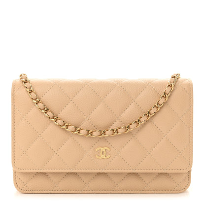 Chanel Caviar Quilted Wallet on Chain WOC Beige 1 of 12