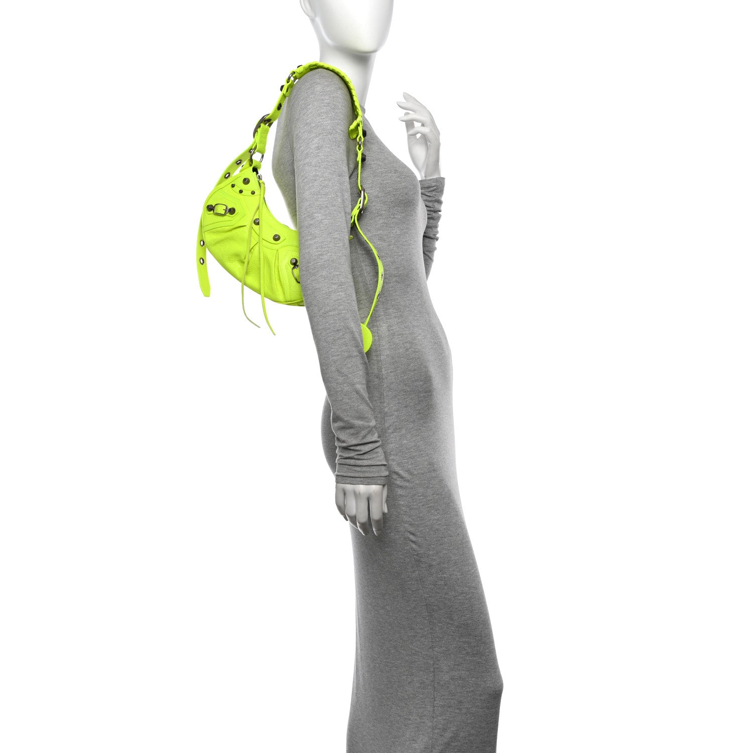 Balenciaga Agneau Arena Le Cagole Shoulder Bag XS Fluo Yellow 2 of 12