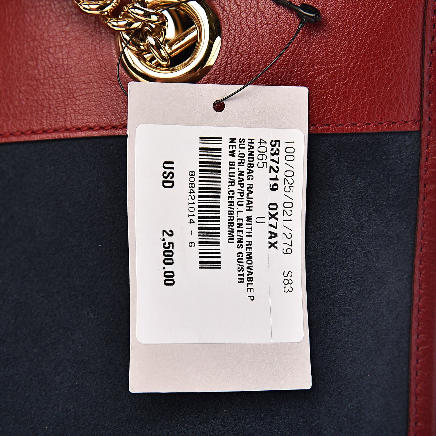 Gucci Suede Calfskin Large Rajah Chain Tote New Blue Romantic Cherry 11 of 12