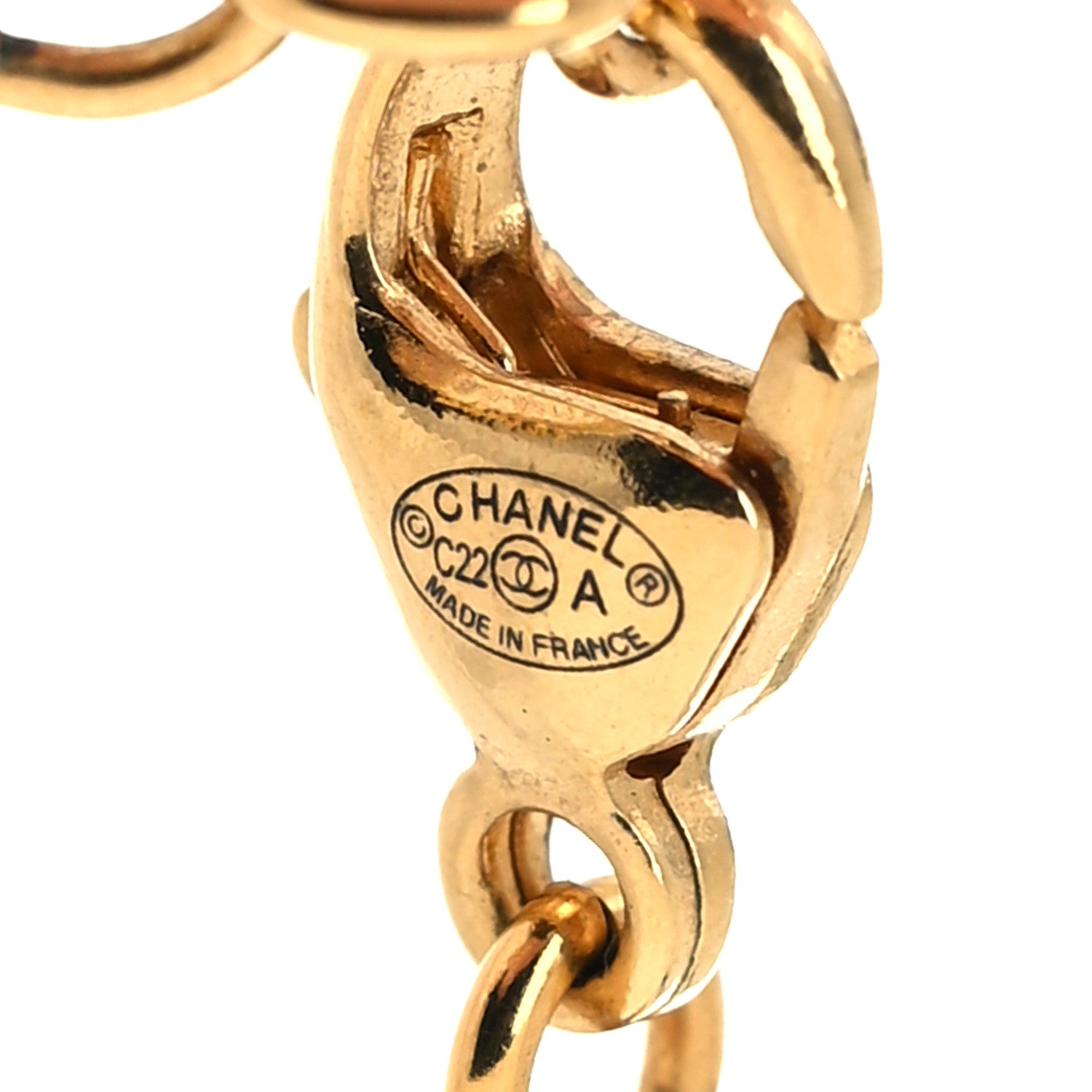 Chanel Pearl Crystal CC Pendant Necklace Gold Pink Pearly White 5 of 5
