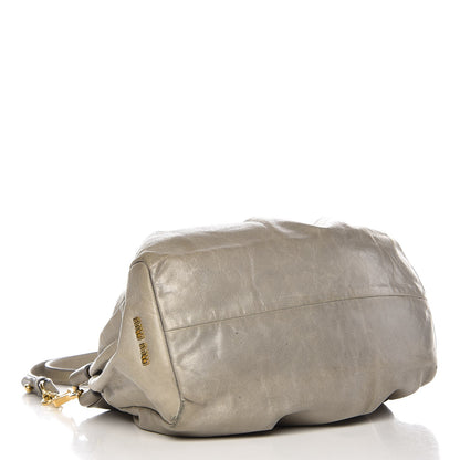 Miu Miu Vitello Lux Small Gathered Tote Agave 4 of 14