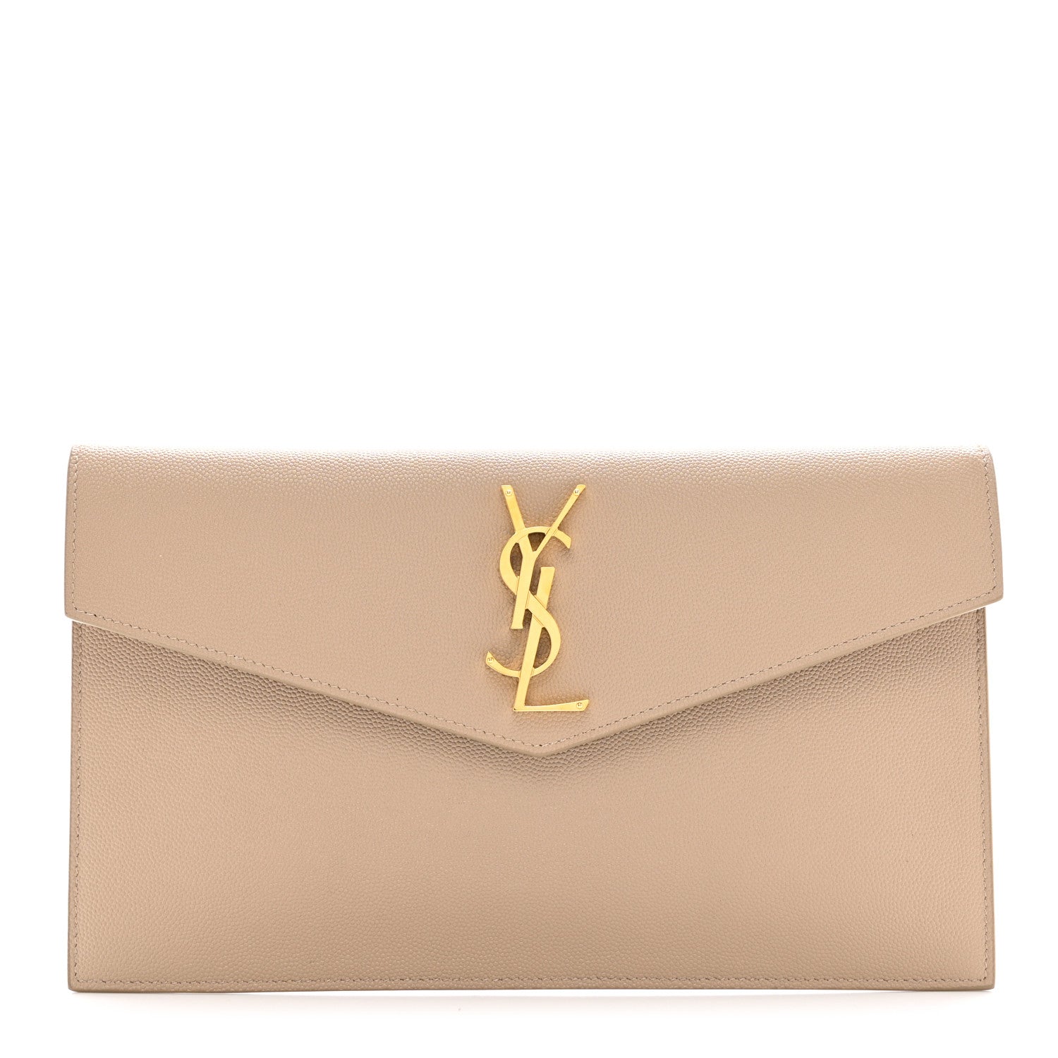 Saint Laurent Grain De Poudre Uptown Pouch Dark Latte 1 of 7