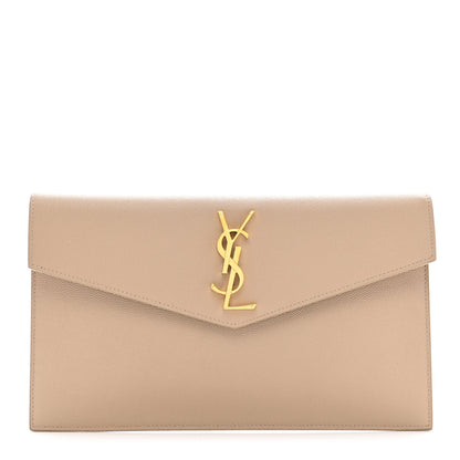 Saint Laurent Grain De Poudre Uptown Pouch Dark Latte 1 of 7