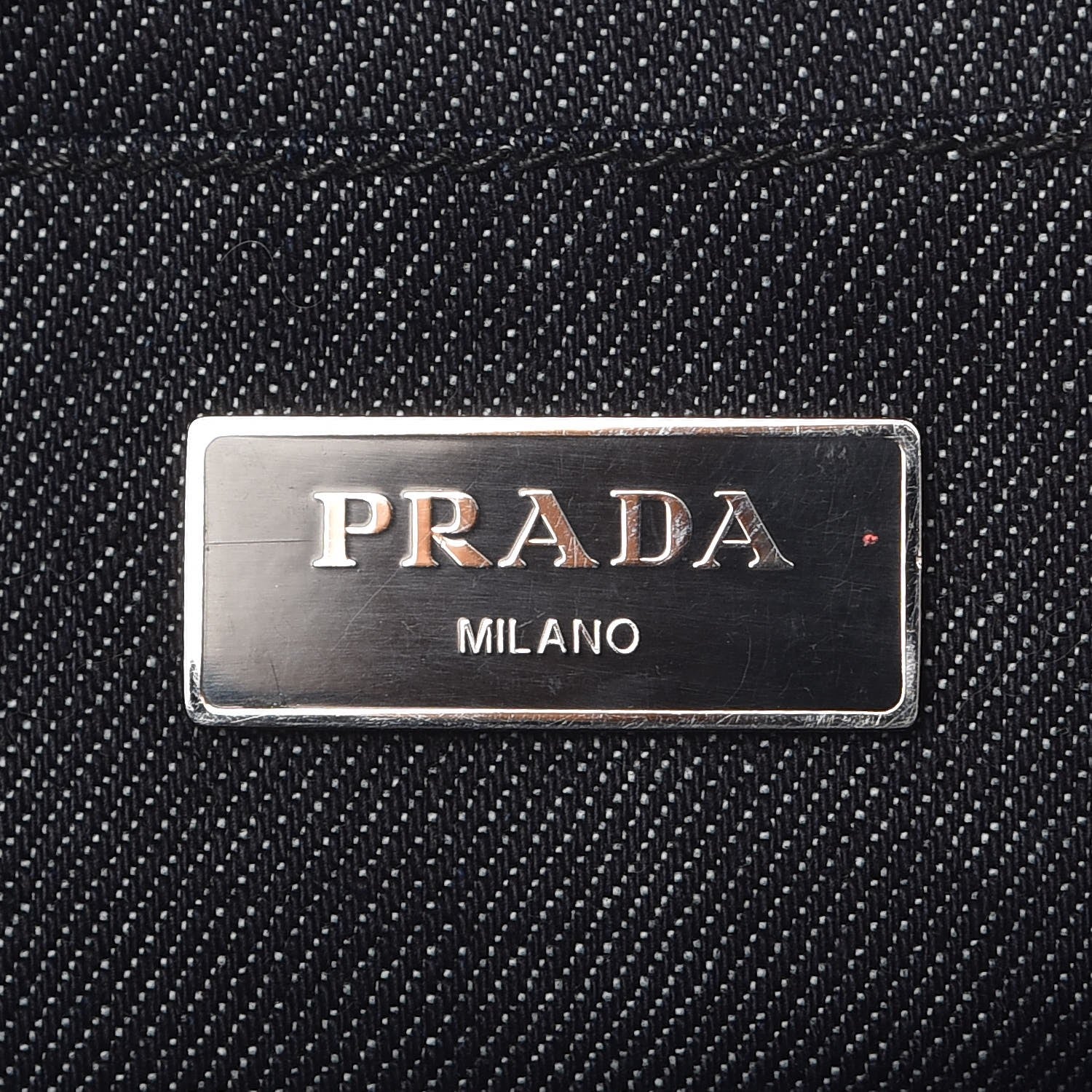 Prada Denim Crystal Studded Canapa Tote Black 6 of 9