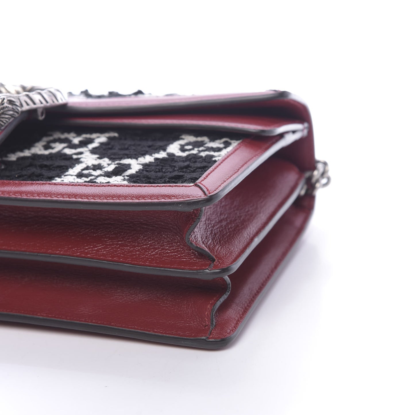 Tweed GG Monogram Small Dionysus Shoulder Bag Black White Romantic Cherry