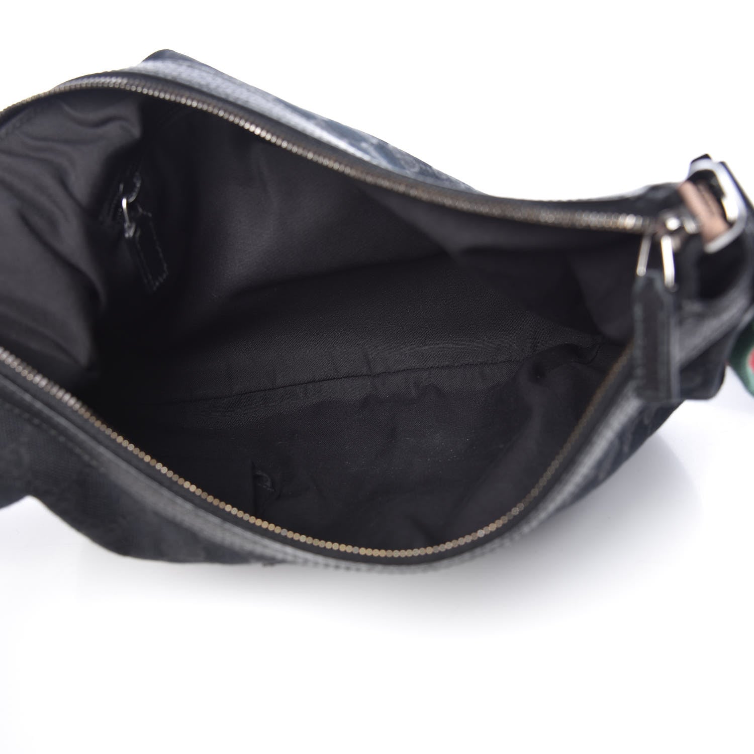 Gucci Monogram Web Medium Half Moon Hobo Black 5 of 9