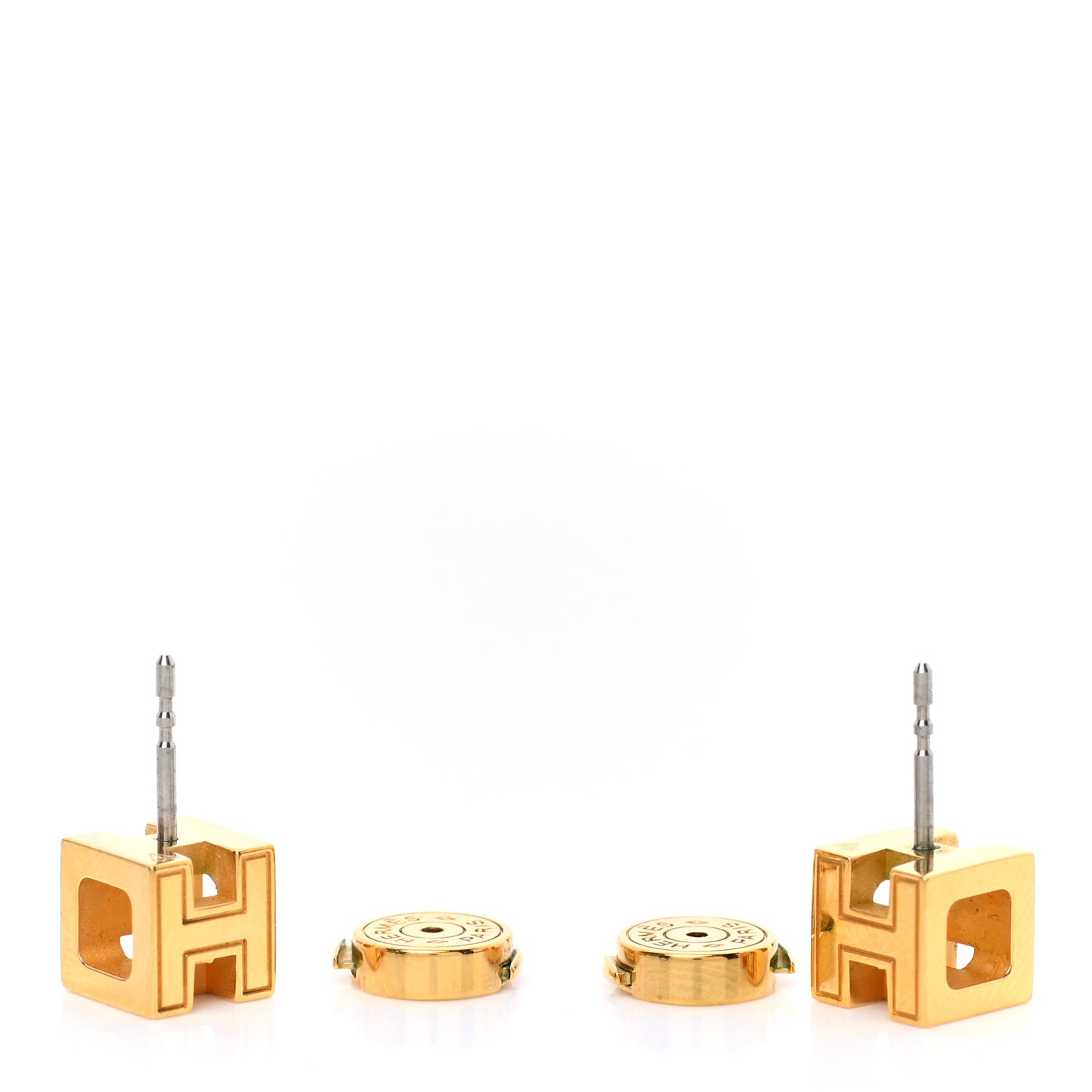 Gold Lacquered Cage d'H Earrings Orange