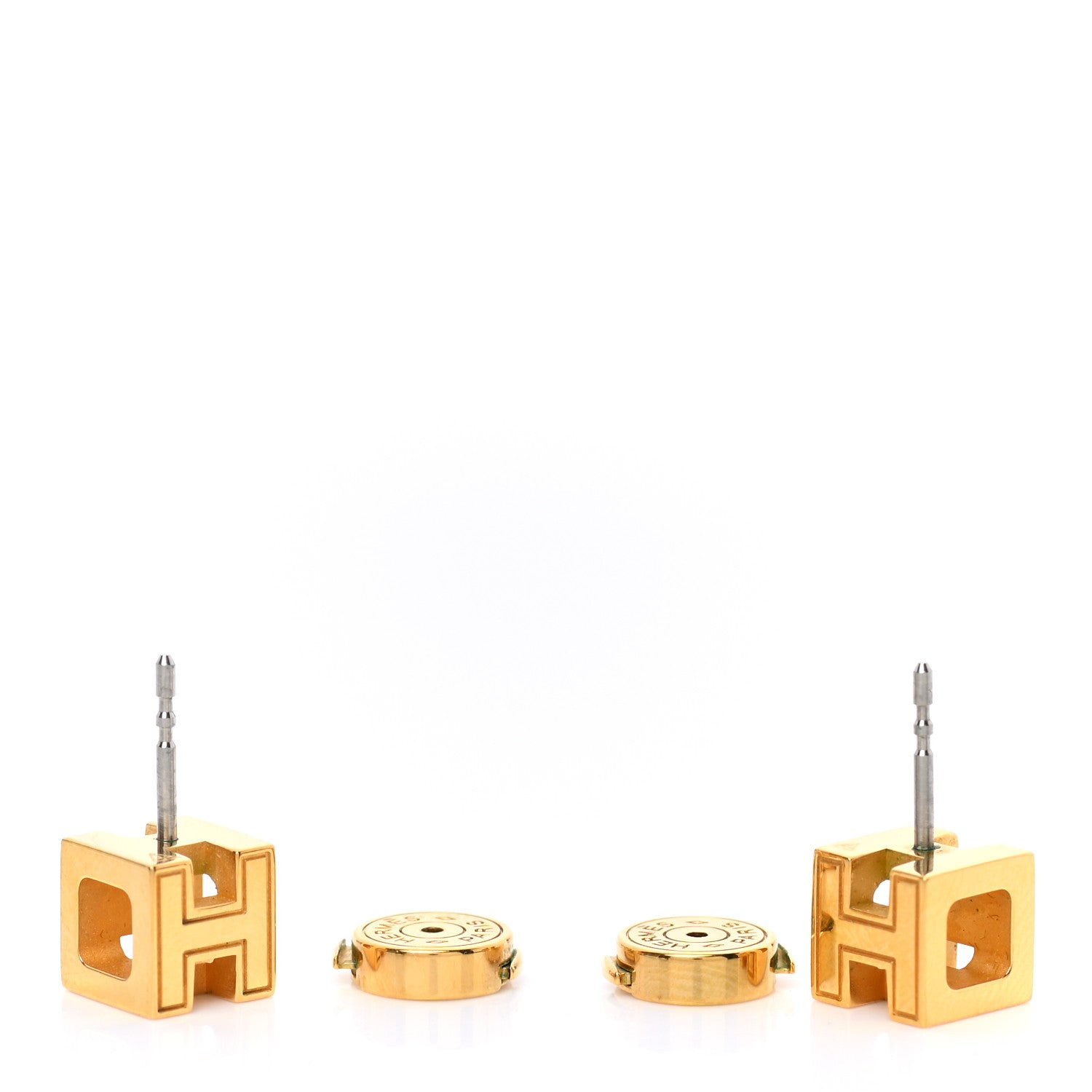 Hermes Gold Lacquered Cage d'H Earrings Orange 3 of 4