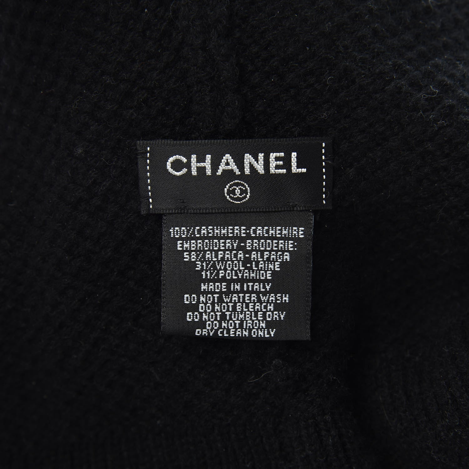 Chanel Cashmere CC Beanie Hat Black 3 of 4