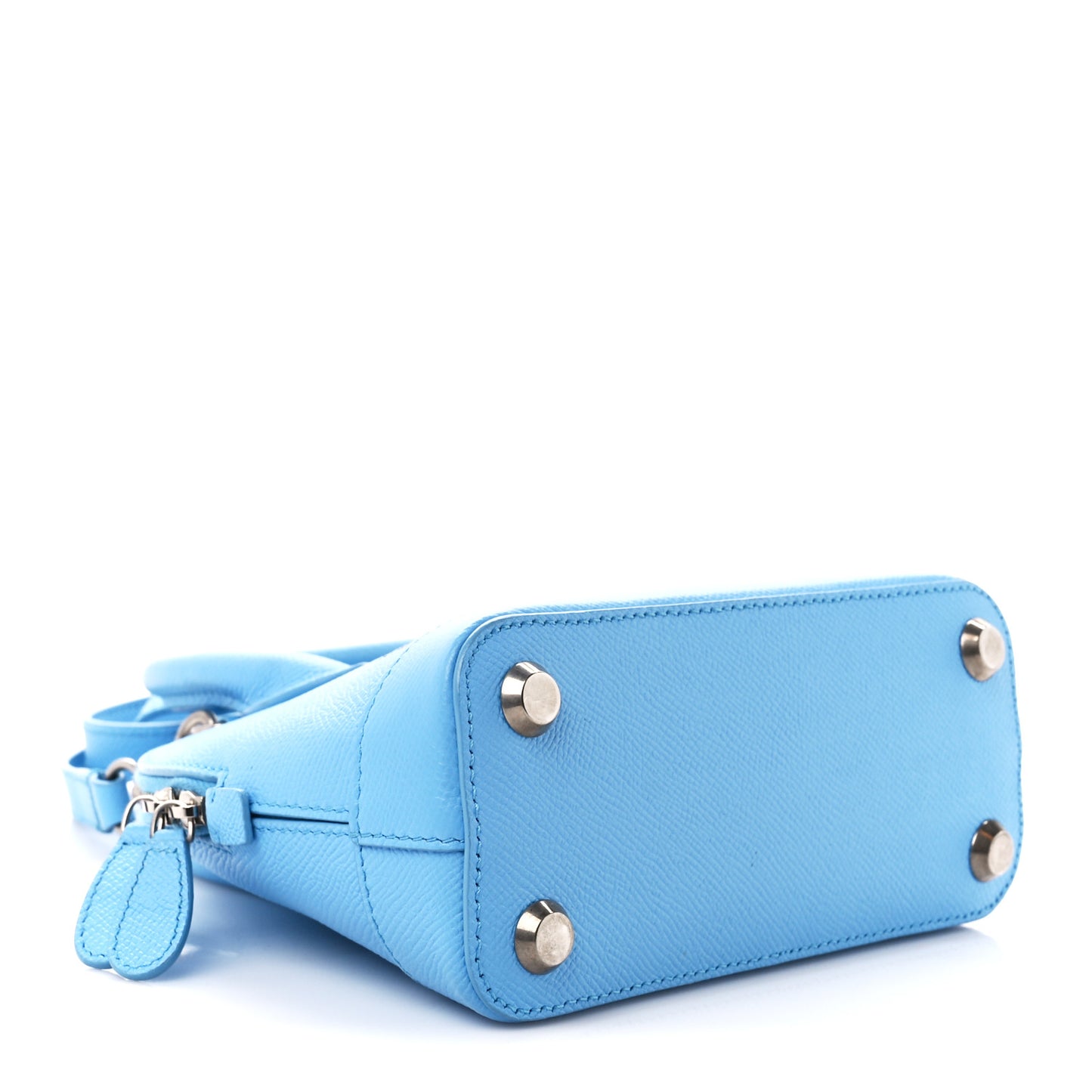 Signature Grained Calfskin Logo XXS Ville Top Handle Bag Baby Blue Black