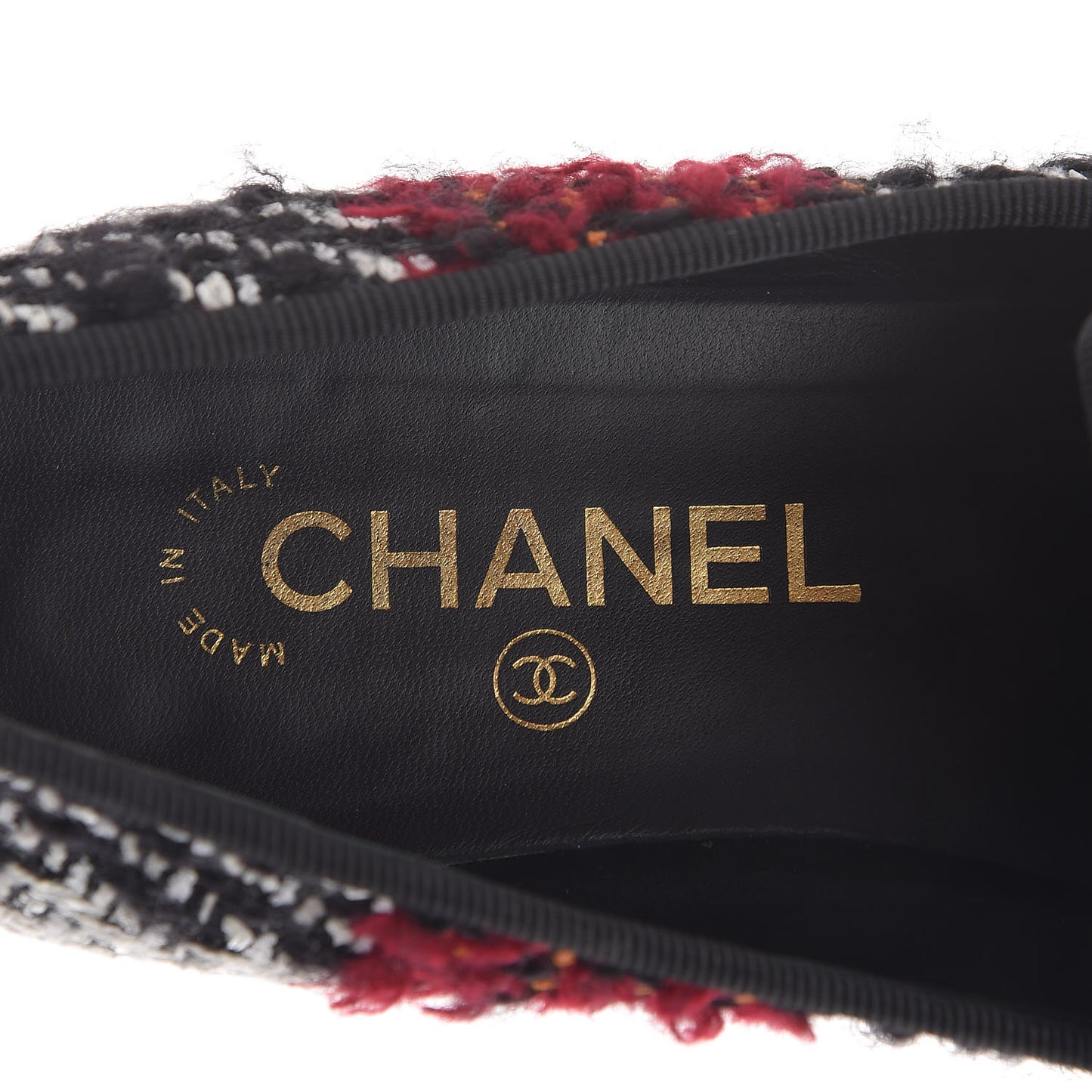 Tweed Cap Toe Loafers 38 Red Black