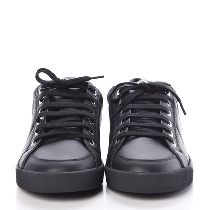 Chanel Oily Calfskin Pearl Low Top CC Sneakers 37.5 Black 2 of 9