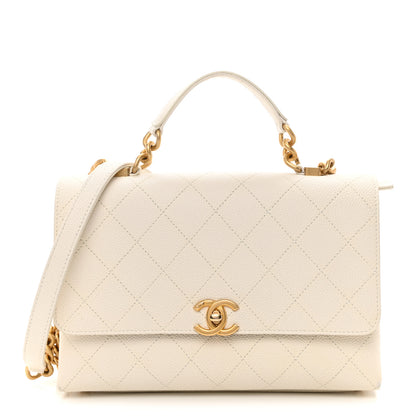 Chanel Grained Calfskin Small Stitched Flap White 1 of 11