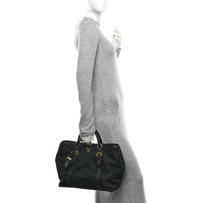 Prada Tessuto Nylon Soft Calf Small Tote Black 2 of 9