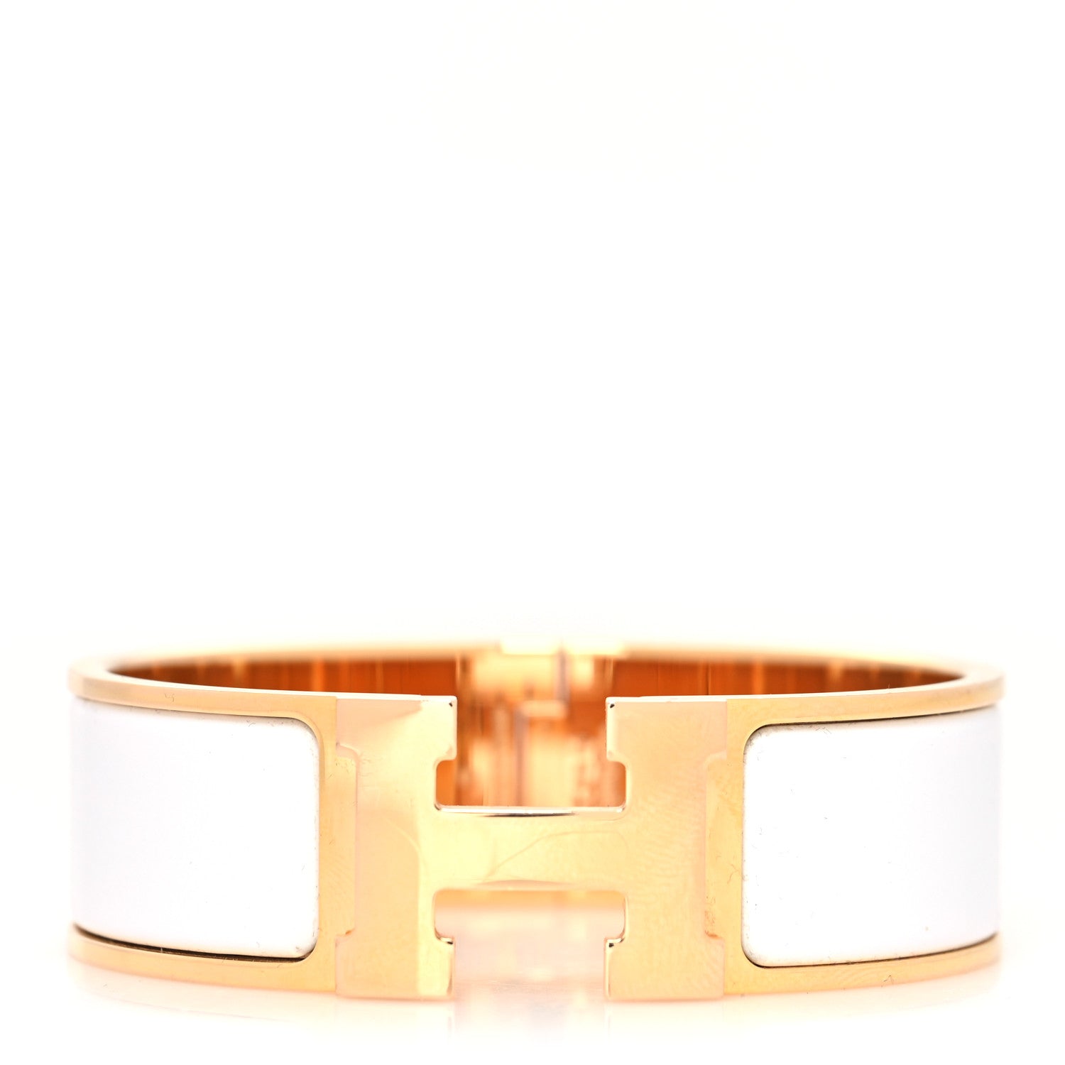 Hermes Enamel Wide Clic Clac H Bracelet GM White 1 of 5
