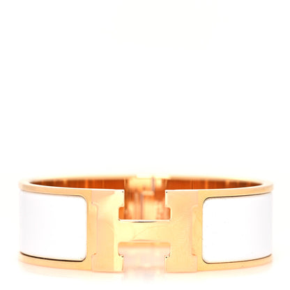 Hermes Enamel Wide Clic Clac H Bracelet GM White 1 of 5