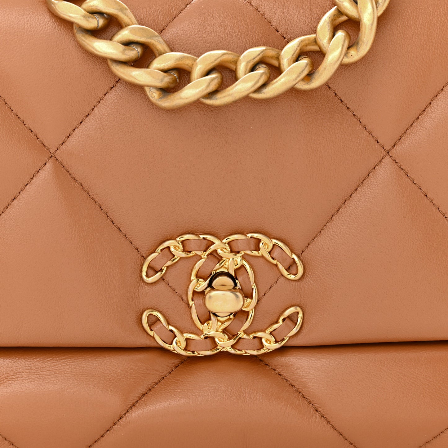 Lambskin Quilted Medium Chanel 19 Flap Brown