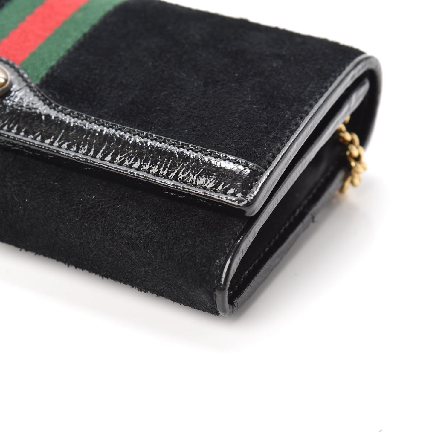 Suede Patent Web Ophidia Wallet On Chain Black