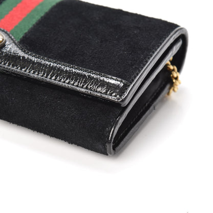Gucci Suede Patent Web Ophidia Wallet On Chain Black 8 of 8