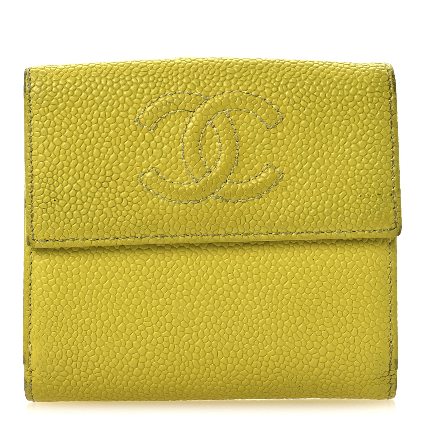 Caviar Timeless CC Compact French Wallet Yellow