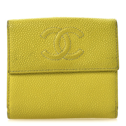 Chanel Caviar Timeless CC Compact French Wallet Yellow 1 of 15