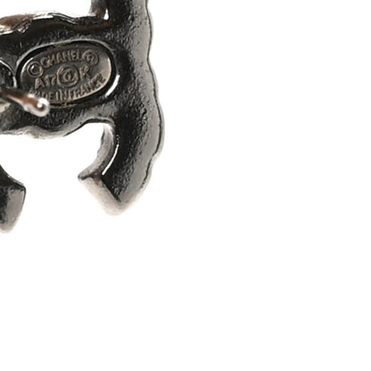 Chanel Ruthenium Crystal CC Earrings Dark Grey 4 of 5
