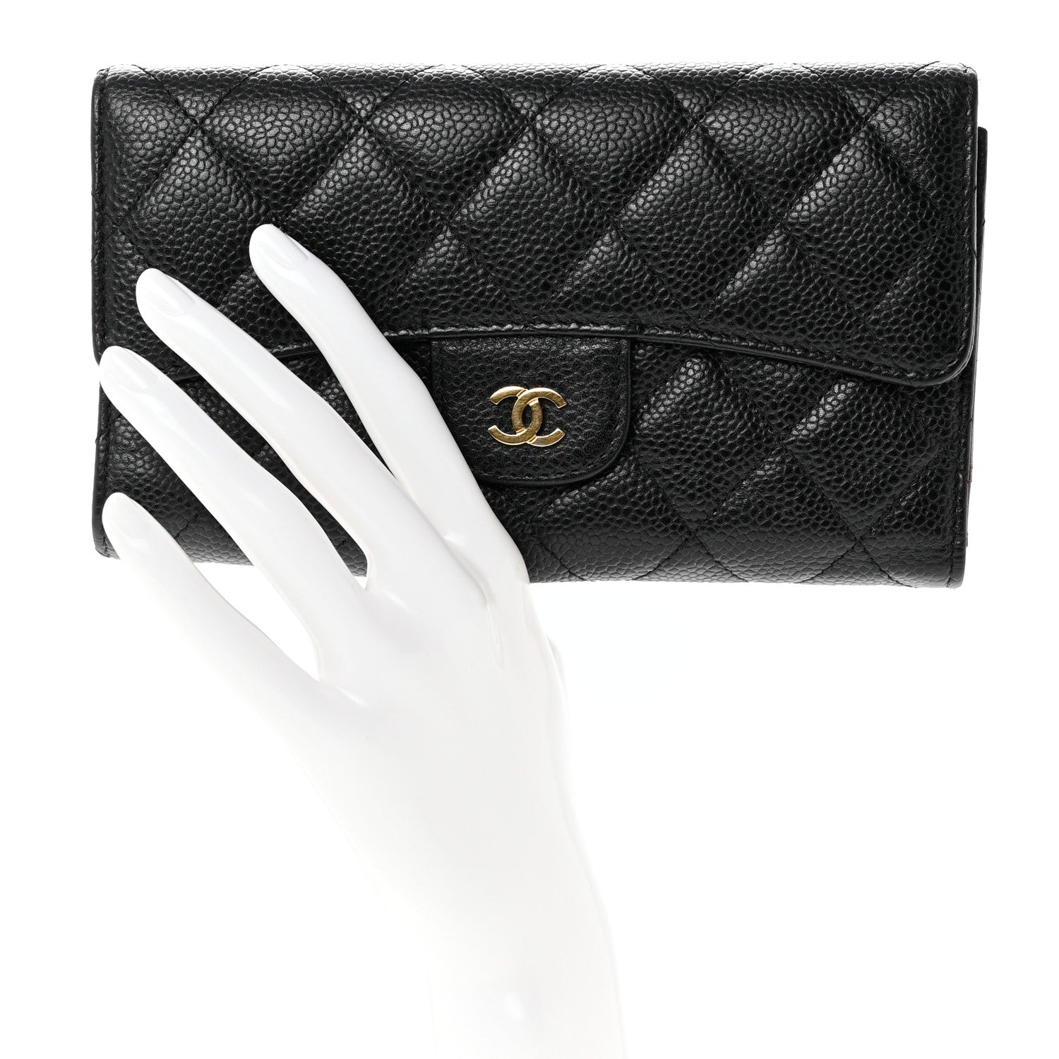 Chanel Caviar Quilted Long Flap Wallet Black 2 of 10