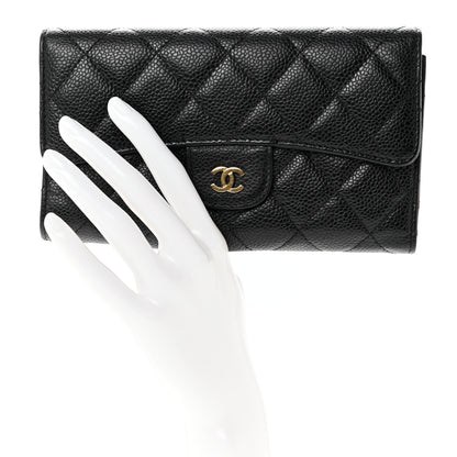 Chanel Caviar Quilted Long Flap Wallet Black 2 of 10
