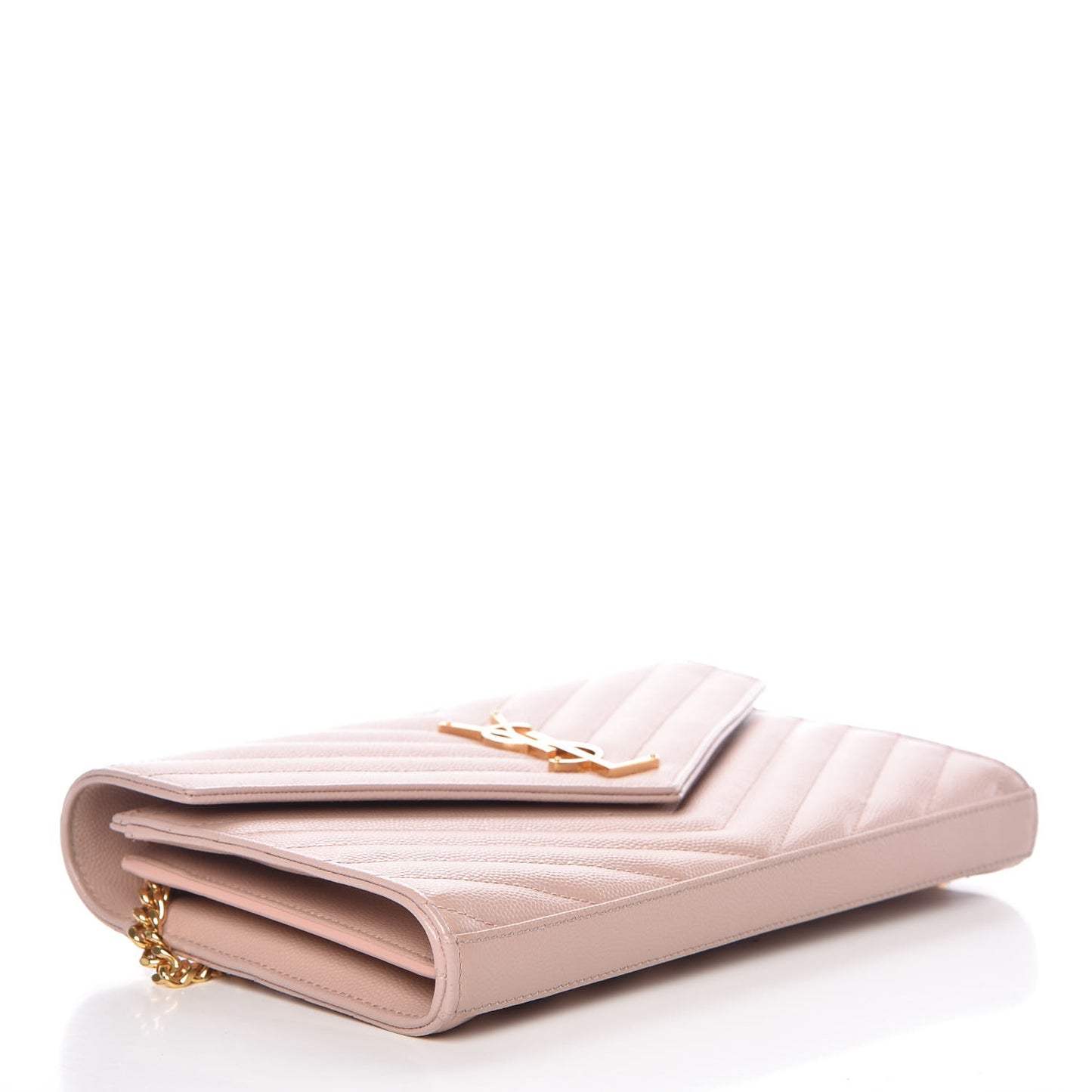 Grain De Poudre Matelasse Chevron Monogram Chain Wallet Rose Antic