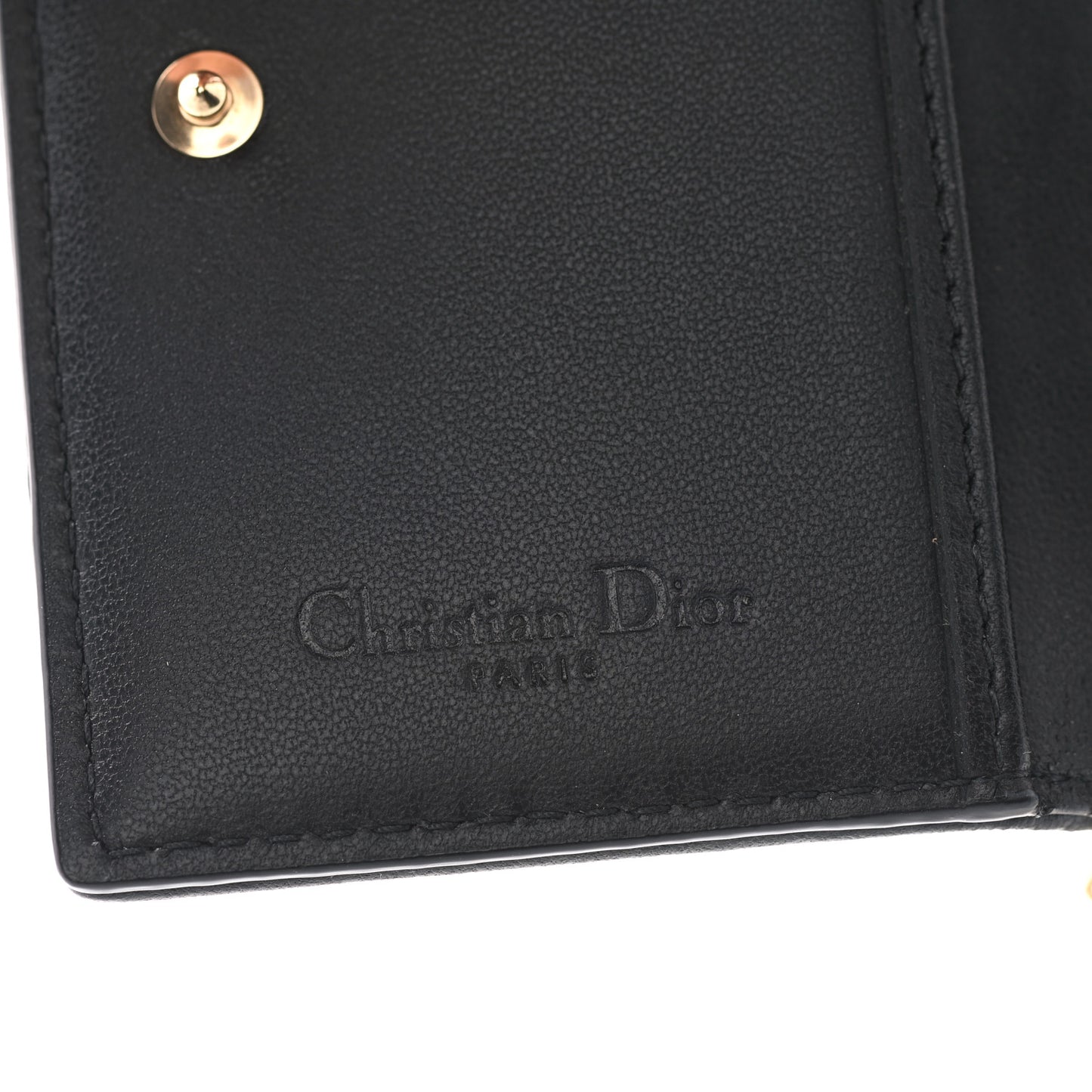 Lambskin Cannage Small Lady Dior Flap Card Holder Black