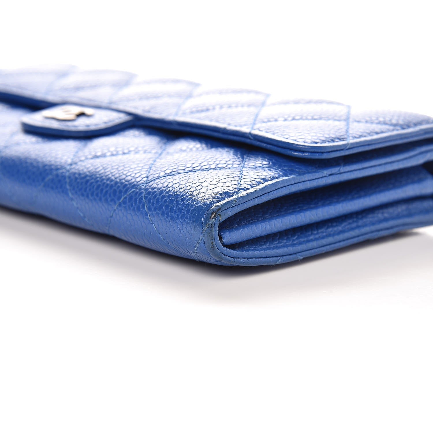 Chanel Caviar Quilted Large Gusset Flap Wallet Blue 10 of 15