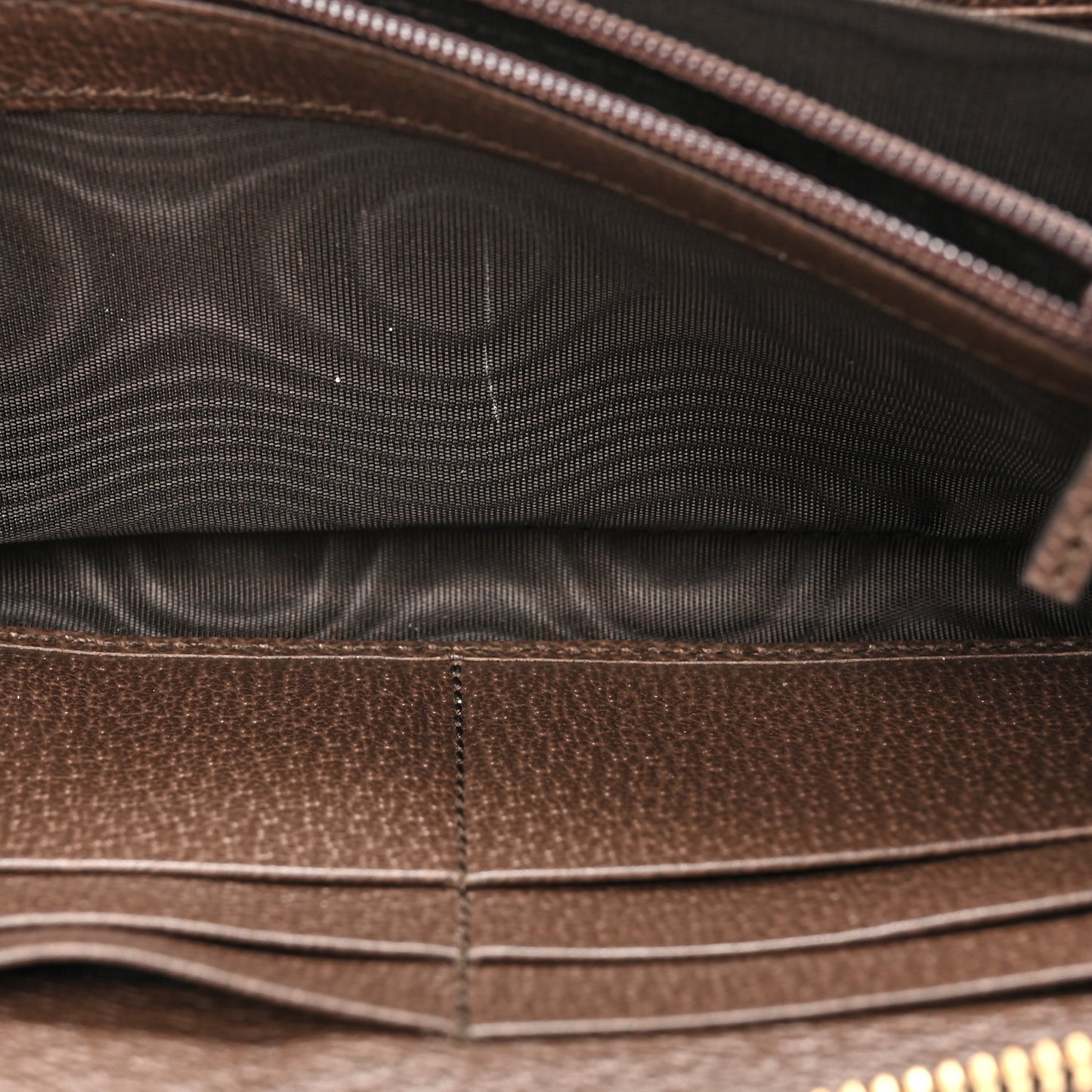 GG Supreme Monogram Web Ophidia Zip Around Wallet Brown