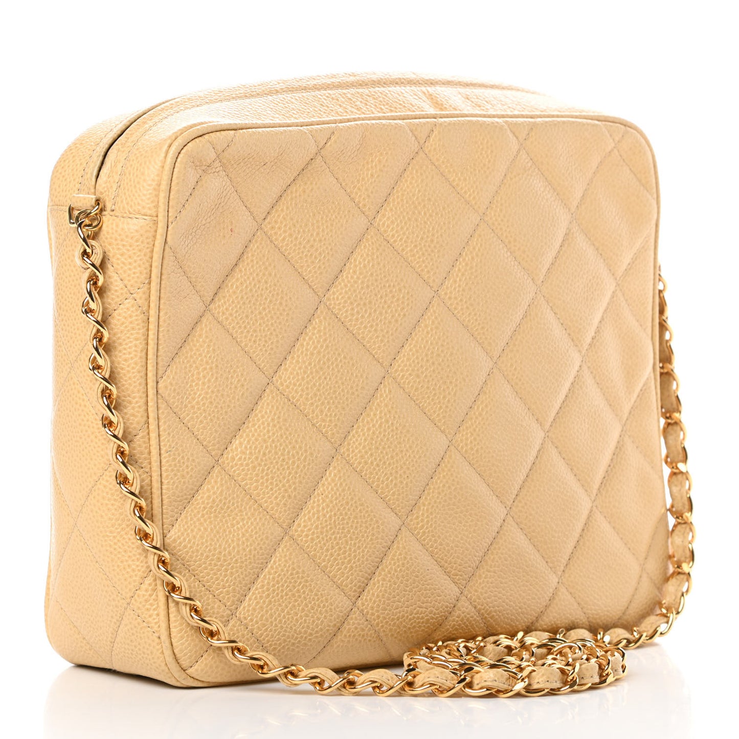 Caviar Quilted Camera Case Beige