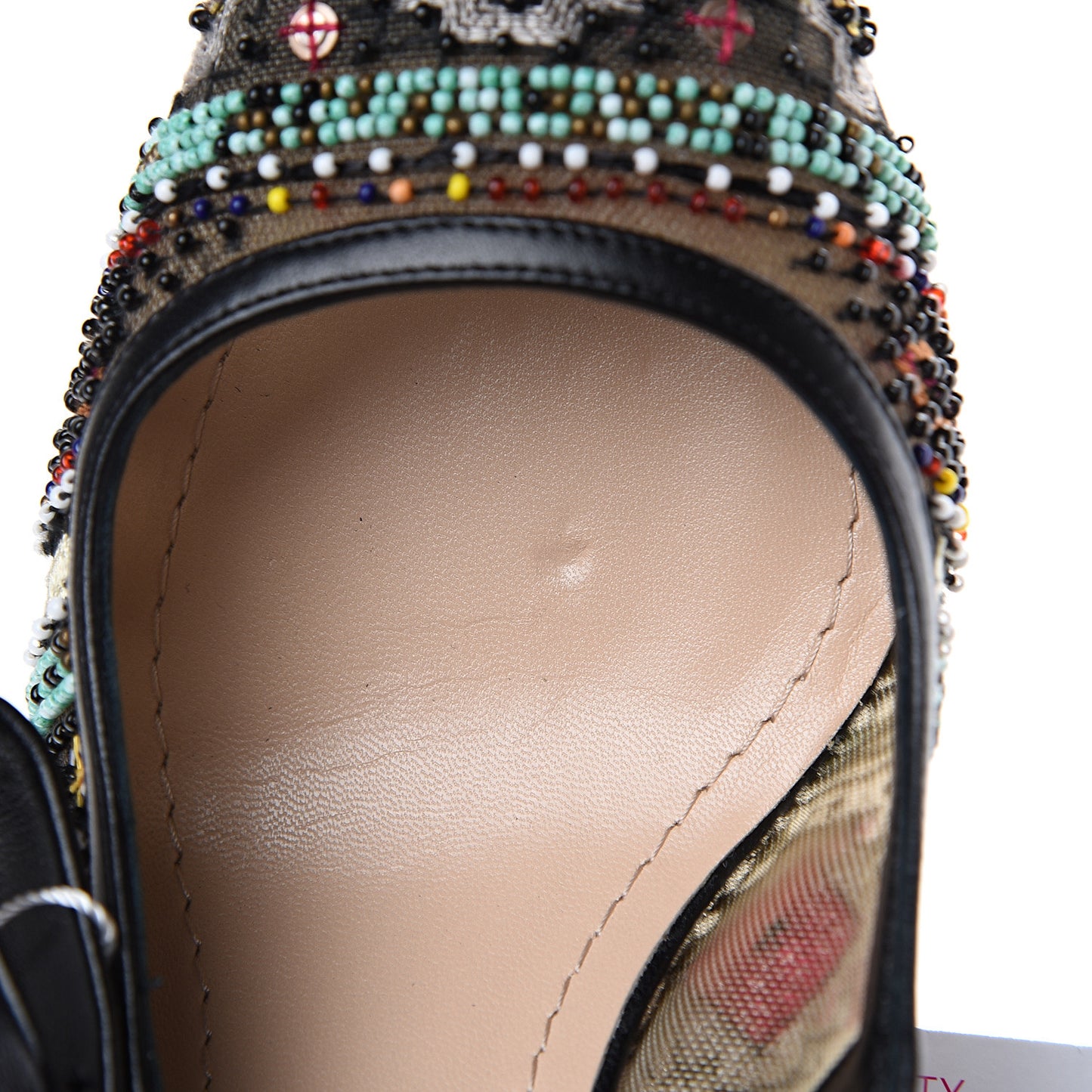 Embroidered Calfskin Beaded Sweet D Sling-Back Pumps 39 Black Turquoise