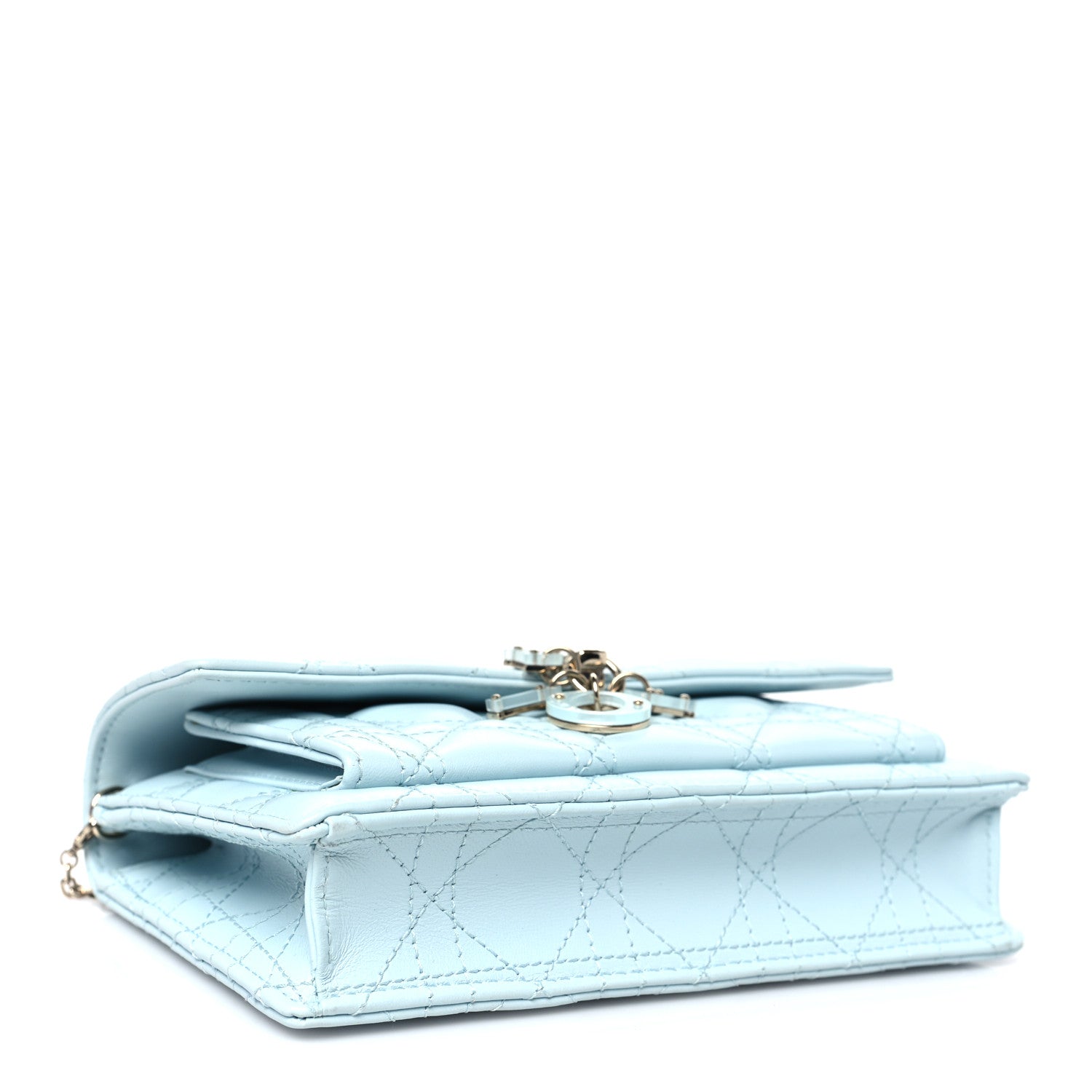 Christian Dior Lambskin Cannage Lady Dior Chain Pouch Light Blue 4 of 11