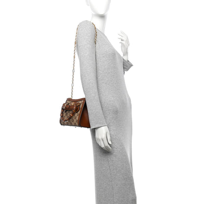 Gucci New Canvas Charisma Calfskin Crystal GG Monogram Mini Diana Tote Bag Camel Ebony 2 of 10