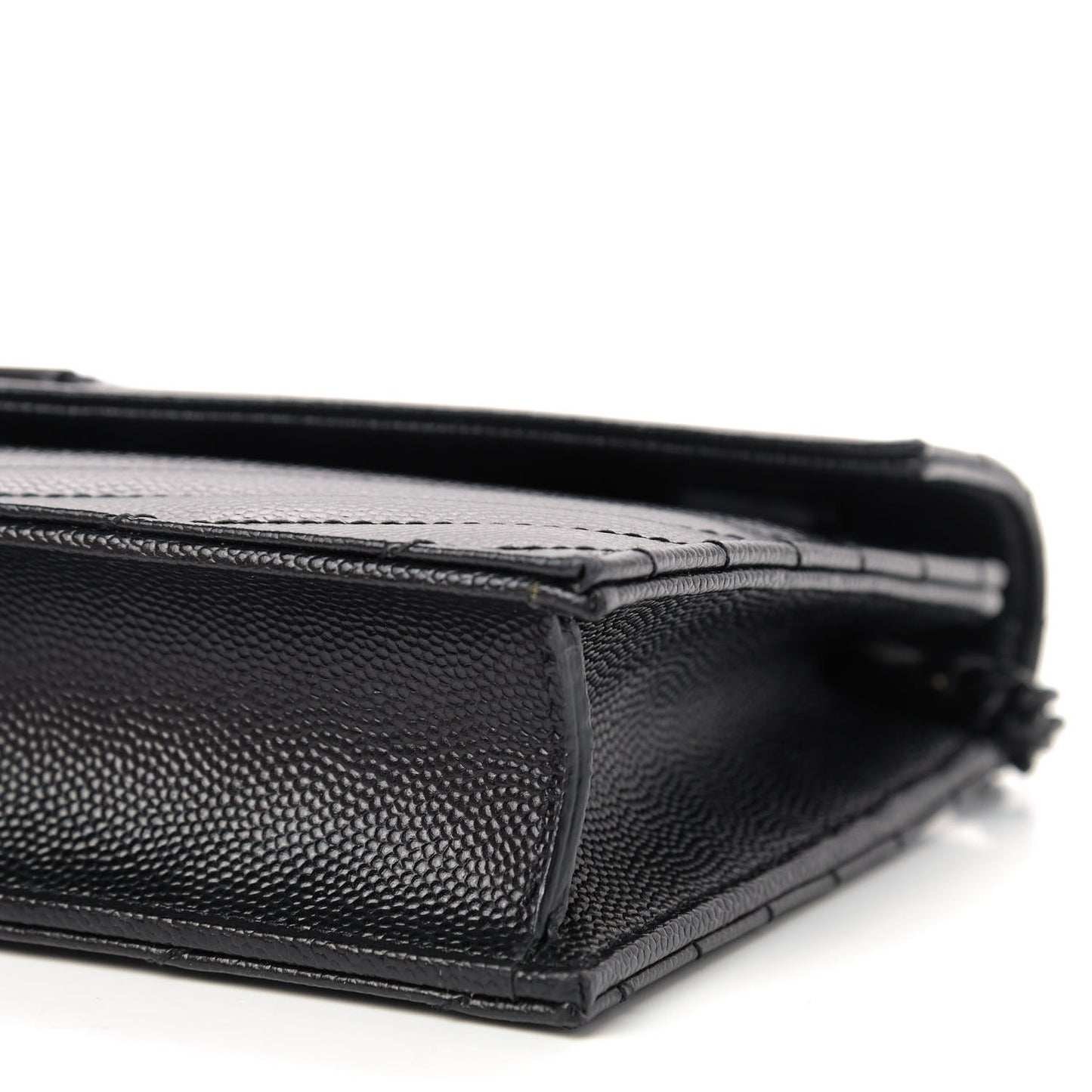 Grain De Poudre Matelasse Chevron Monogram Envelope Chain Wallet Black