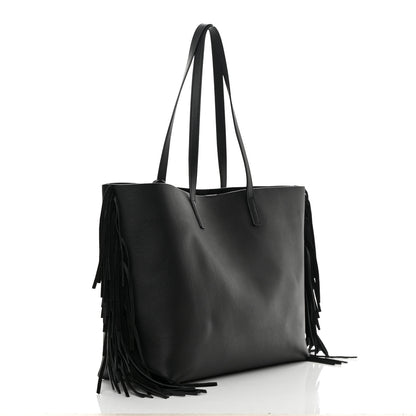 Saint Laurent Calfskin Large Fringe Shopping Tote Black 4 of 12